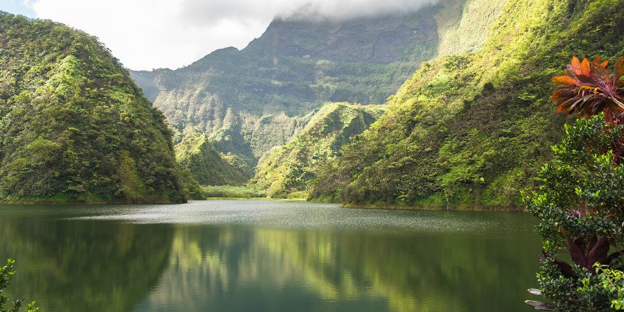 Le verdi sfumature di un lago a Tahiti 